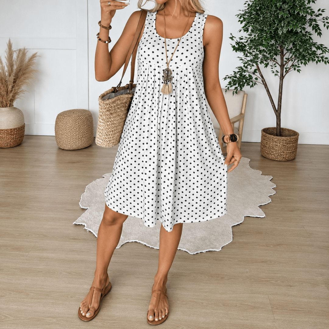 Panarea Polka Dot Babydoll Summer Dress