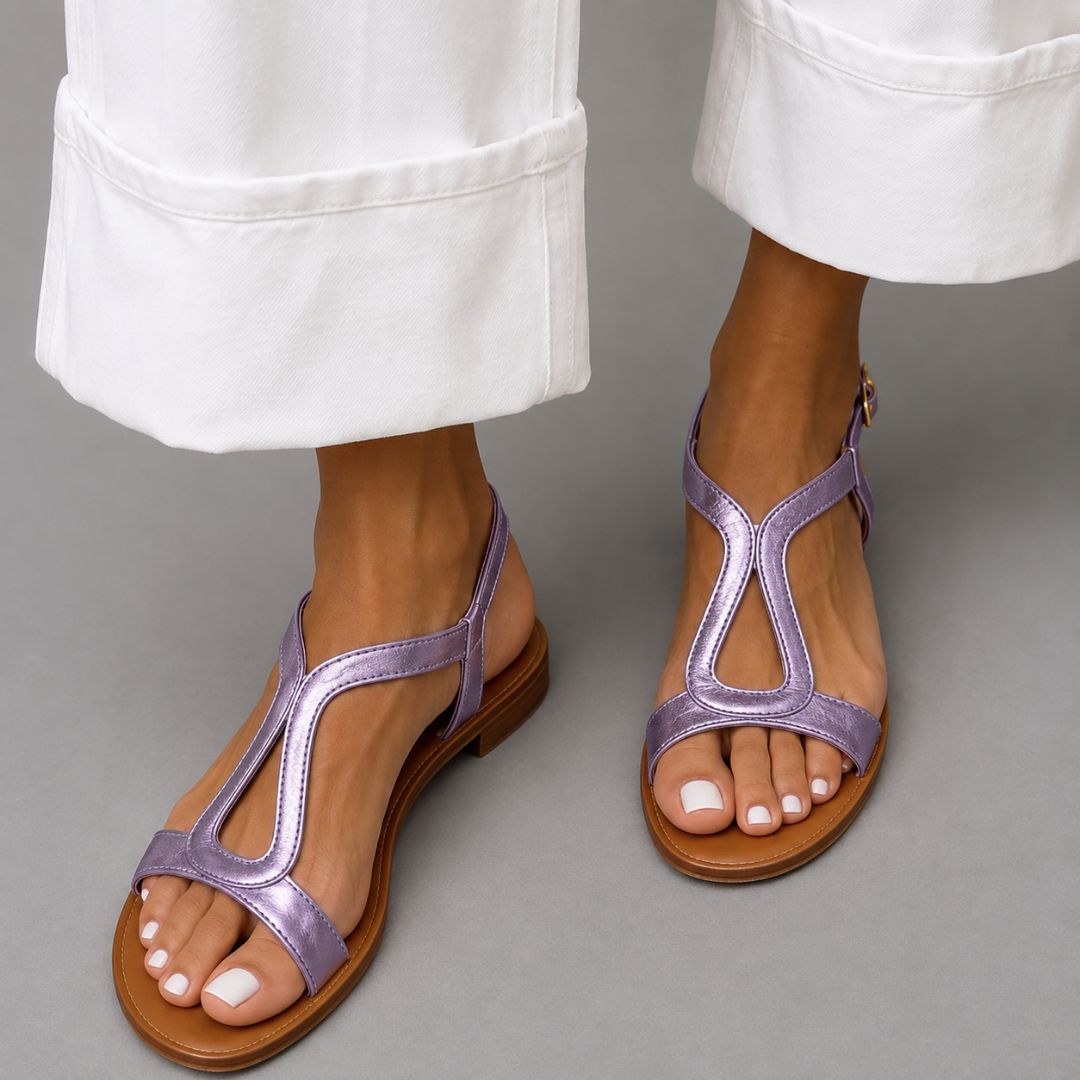 Menton T-Strap Metallic Women’s Sandals
