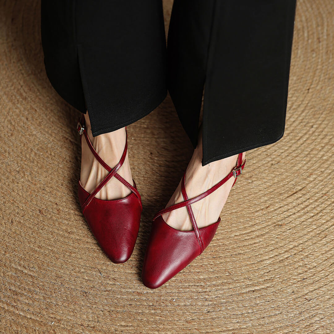 Fiora Genuine Leather Slingbacks