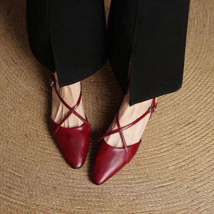 Fiora Genuine Leather Slingbacks