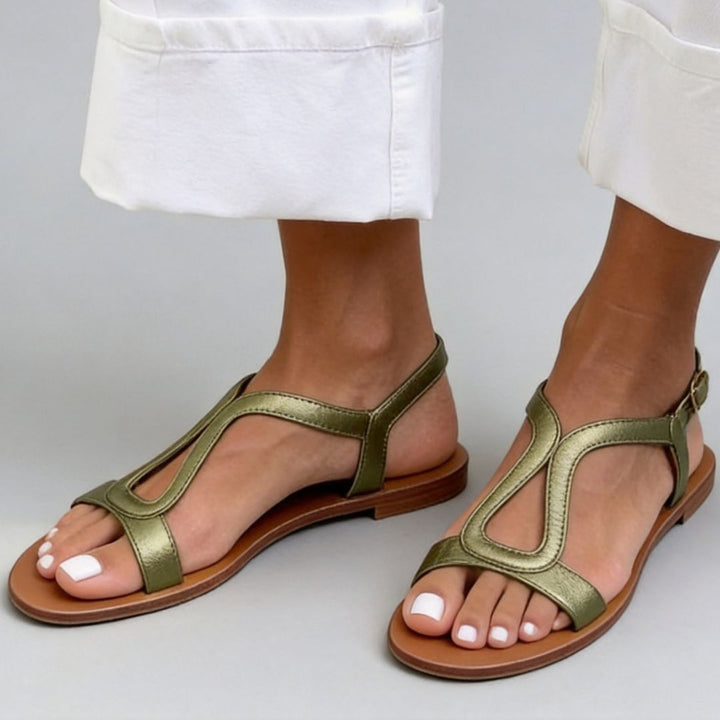Menton T-Strap Metallic Women’s Sandals
