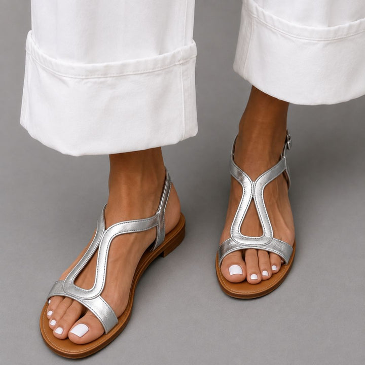 Menton T-Strap Metallic Women’s Sandals