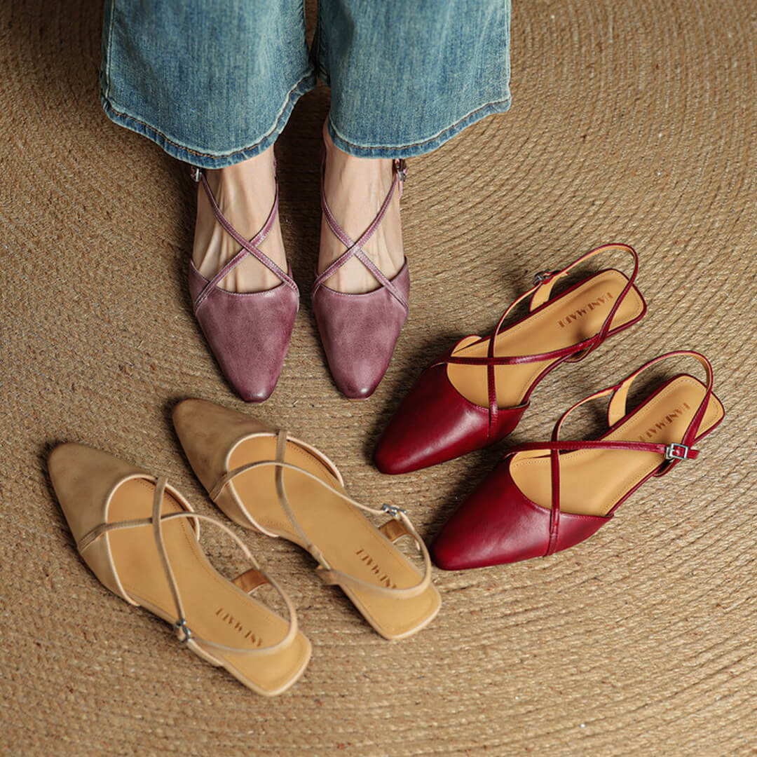 Fiora Genuine Leather Slingbacks