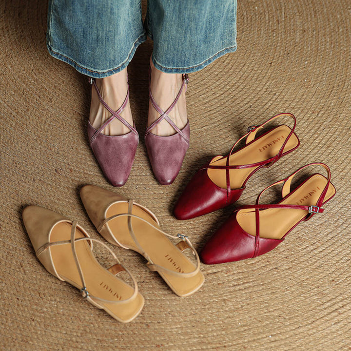 Fiora Genuine Leather Slingbacks