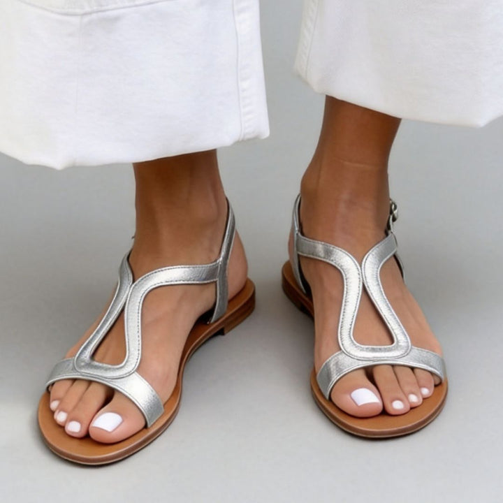 Menton T-Strap Metallic Women’s Sandals