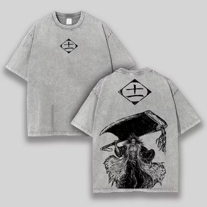 Bleach Kenpachi Zaraki Printed Unisex Washed T-Shirt
