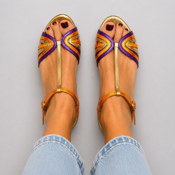 Sciacca Colorblock T-Strap Women’s Sandals
