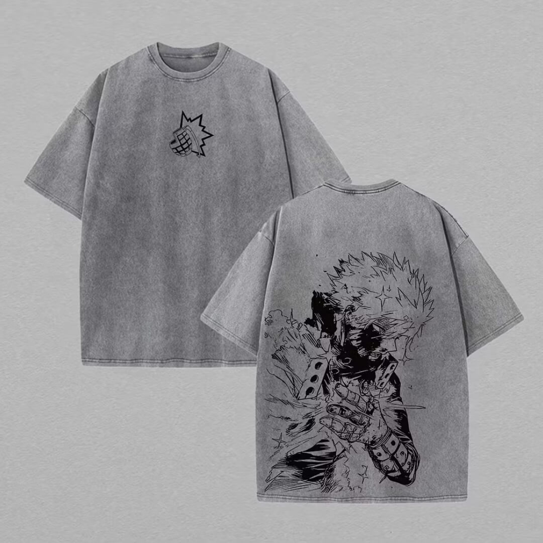 Katsuki Bakugo Printed Unisex Washed T-Shirt