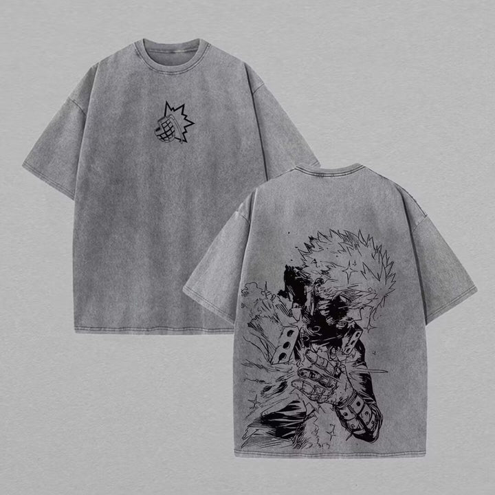 Katsuki Bakugo Printed Unisex Washed T-Shirt