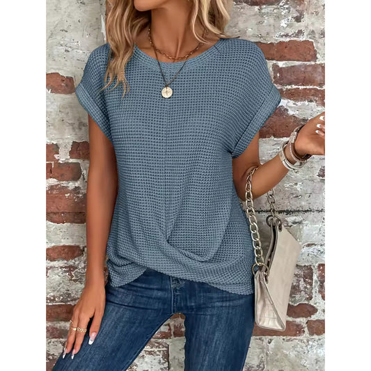 Thea Waffle Knit Twist Tee