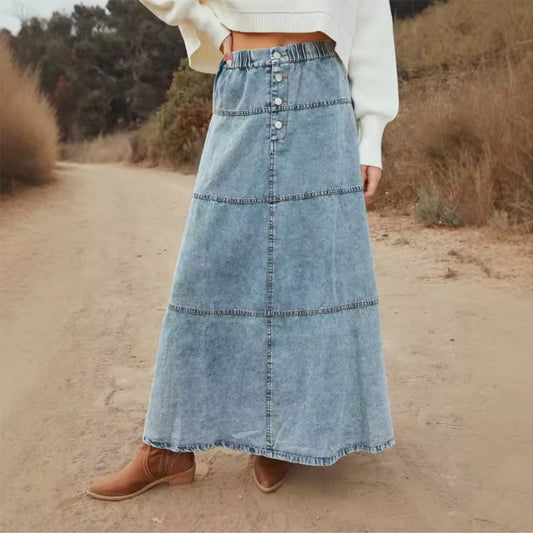 Lila’s Free Spirit Boho-Denim Skirt