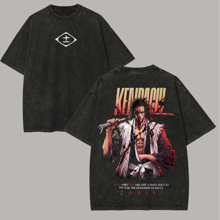 Bleach Kenpachi Zaraki Printed Unisex Washed T-Shirt
