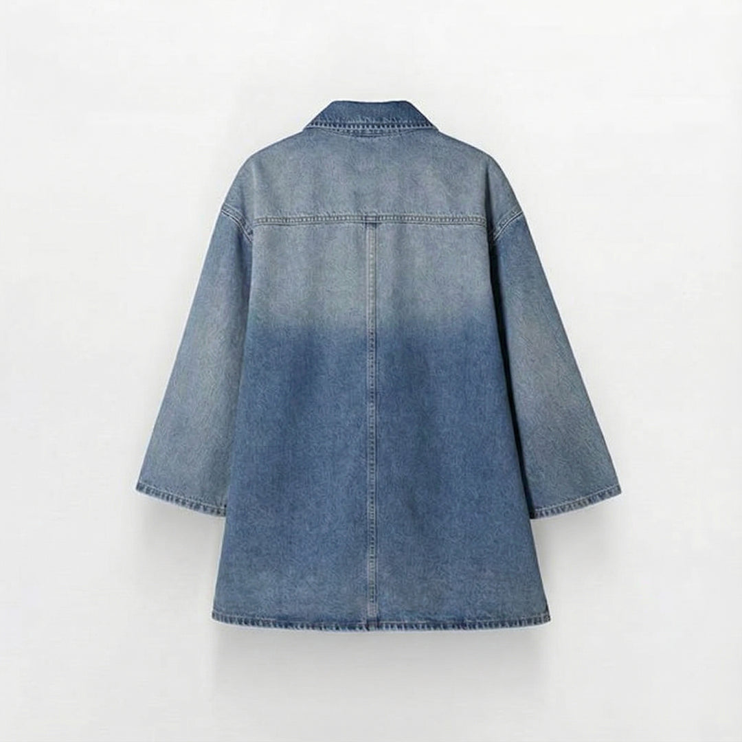 Vintage Half-Zip Denim Dress