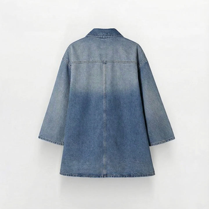 Vintage Half-Zip Denim Dress