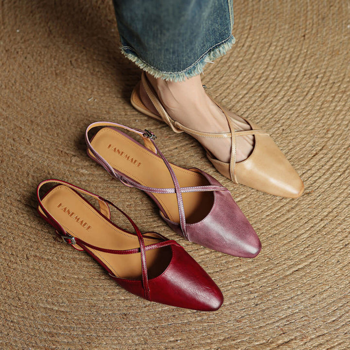 Fiora Genuine Leather Slingbacks