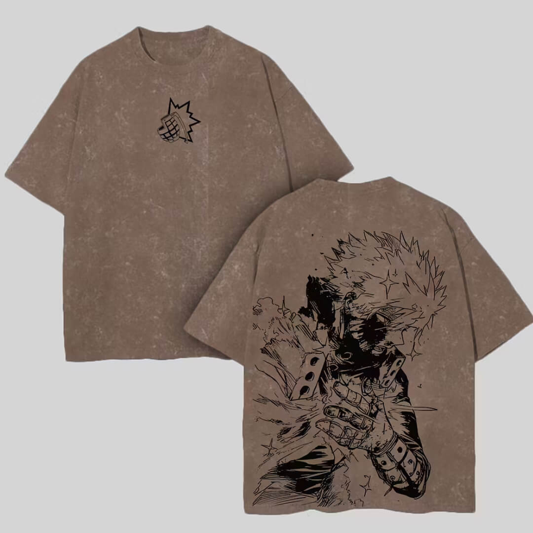 Katsuki Bakugo Printed Unisex Washed T-Shirt