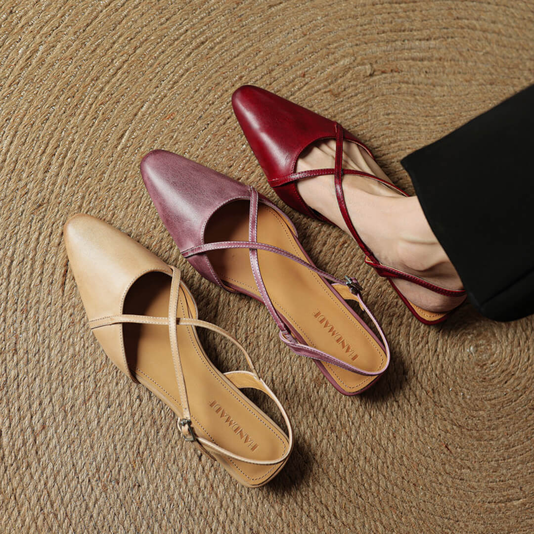 Fiora Genuine Leather Slingbacks