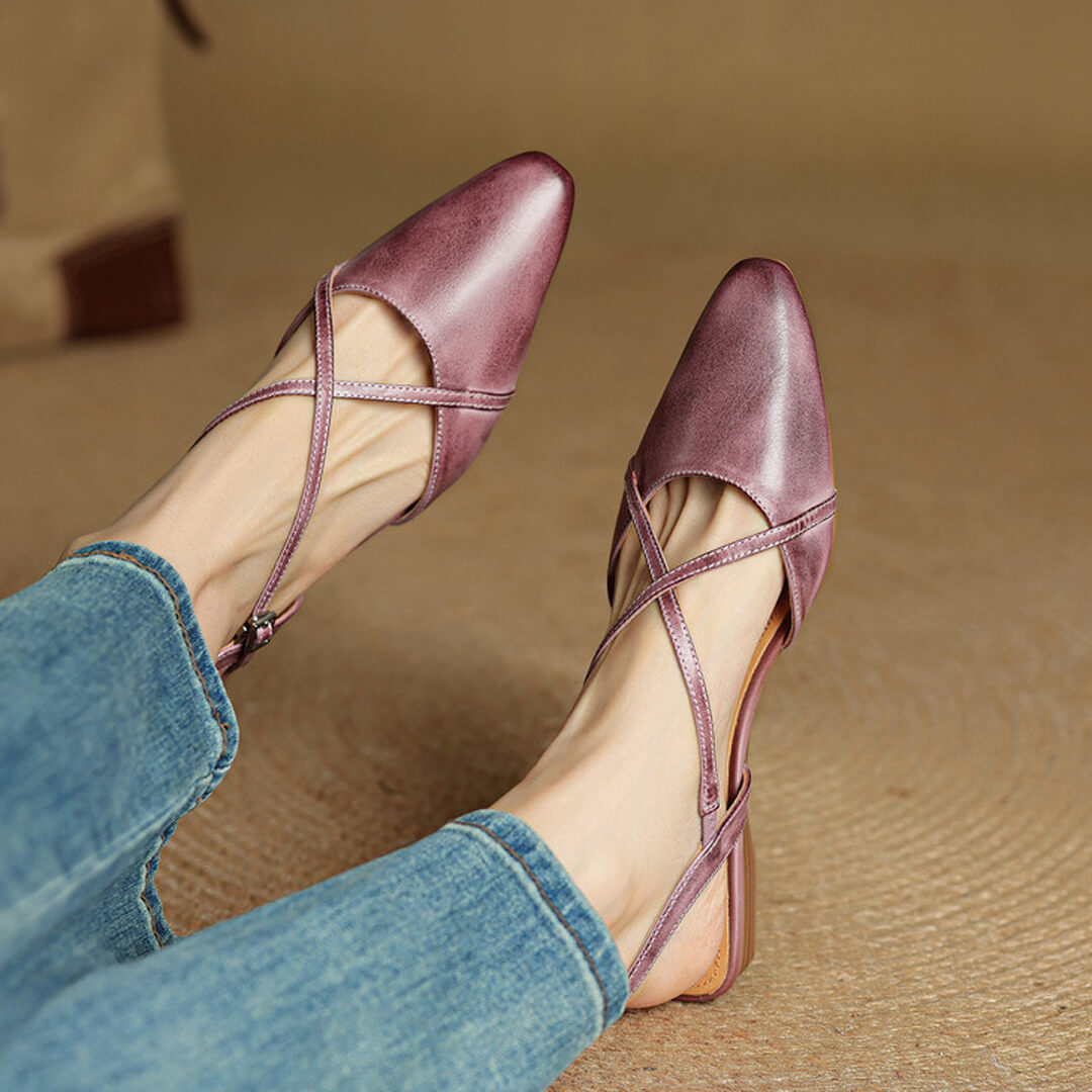 Fiora Genuine Leather Slingbacks