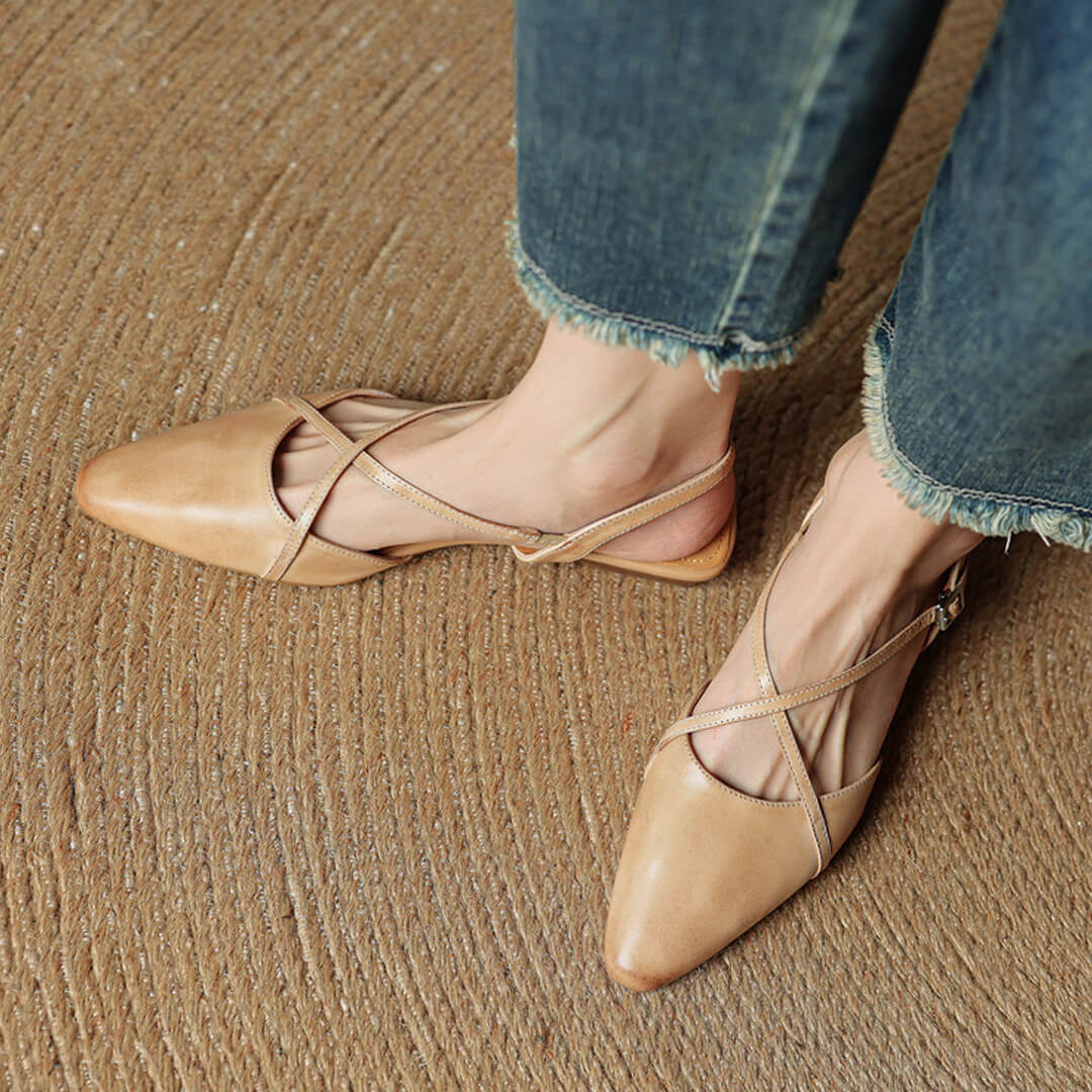 Fiora Genuine Leather Slingbacks
