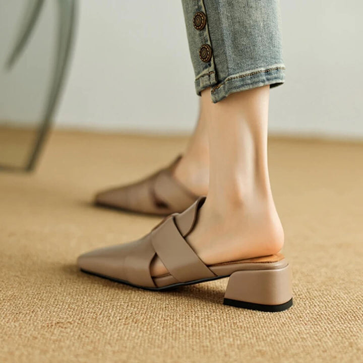 Mirela Genuine Leather Mules
