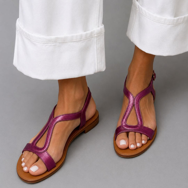 Menton T-Strap Metallic Women’s Sandals