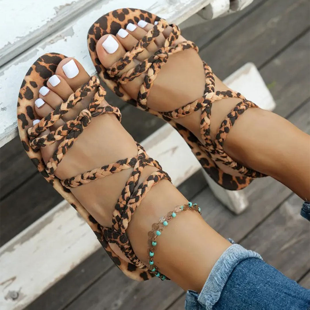 Isabella Strappy Leopard Sandals