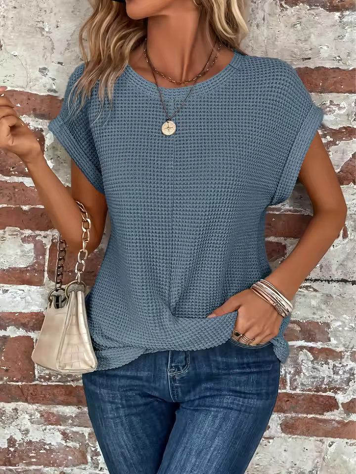 Thea Waffle Knit Twist Tee