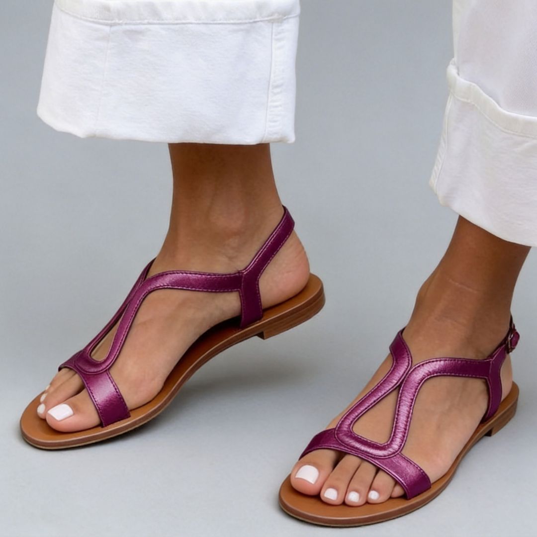 Menton T-Strap Metallic Women’s Sandals
