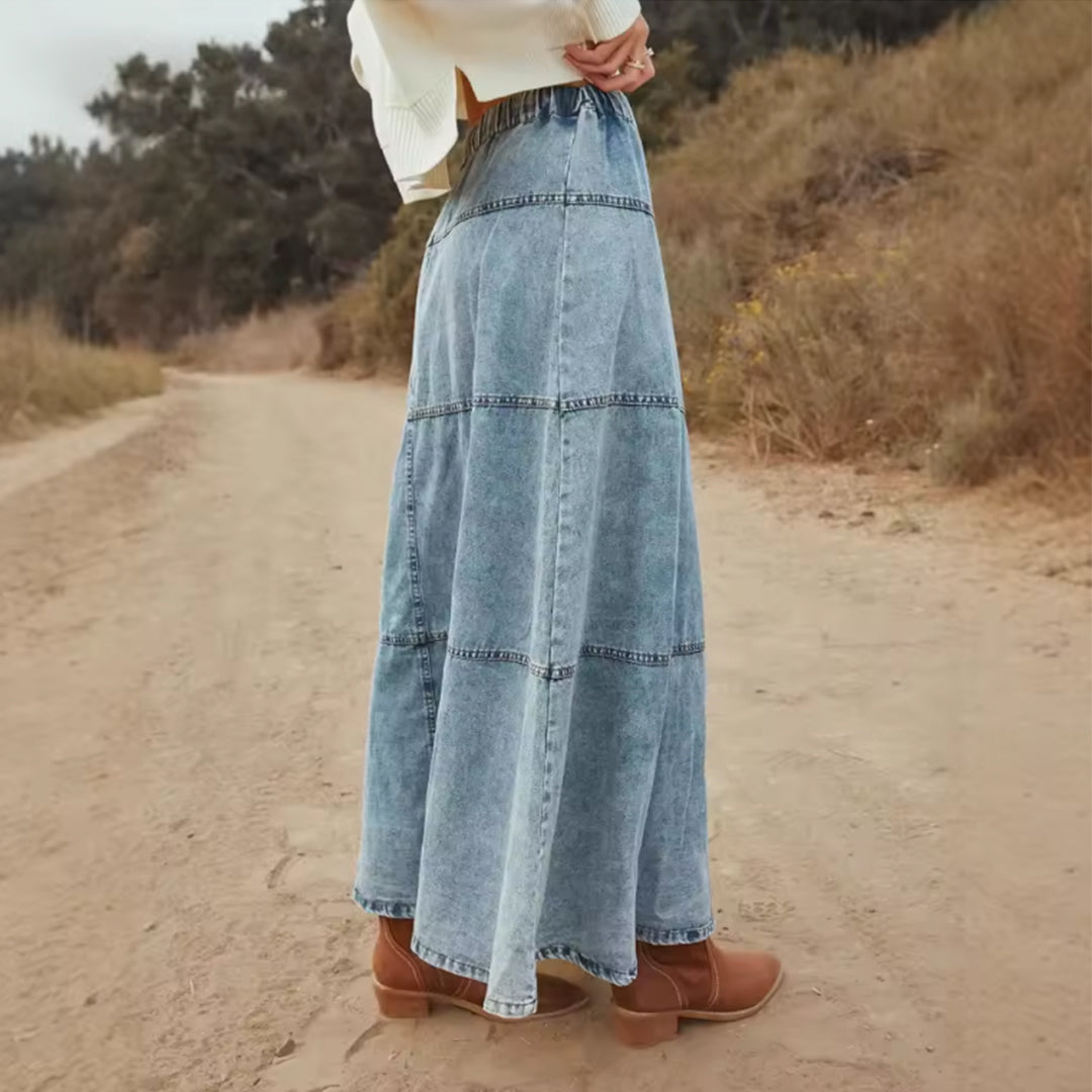 Lila’s Free Spirit Boho-Denim Skirt