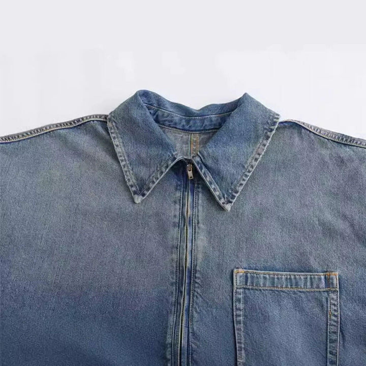 Vintage Half-Zip Denim Dress