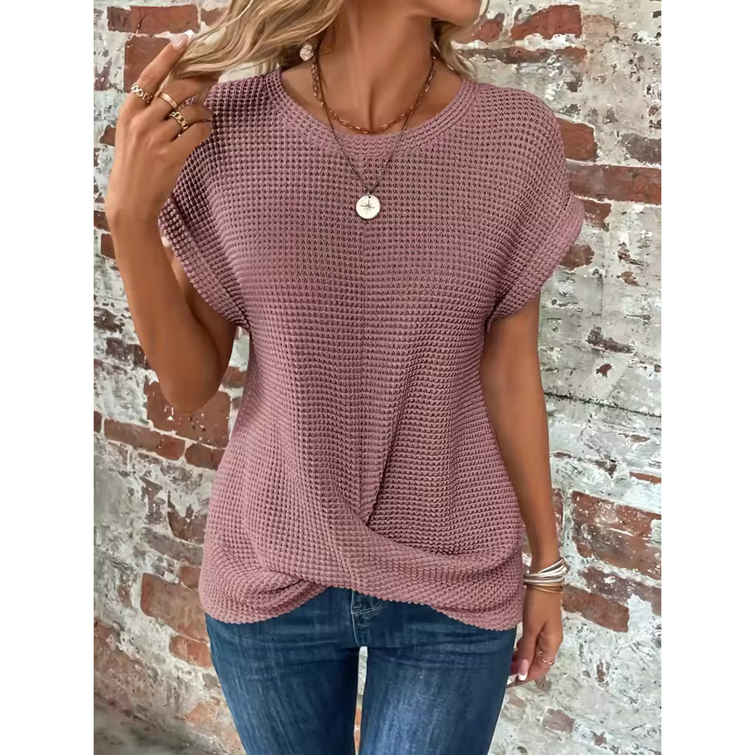 Thea Waffle Knit Twist Tee