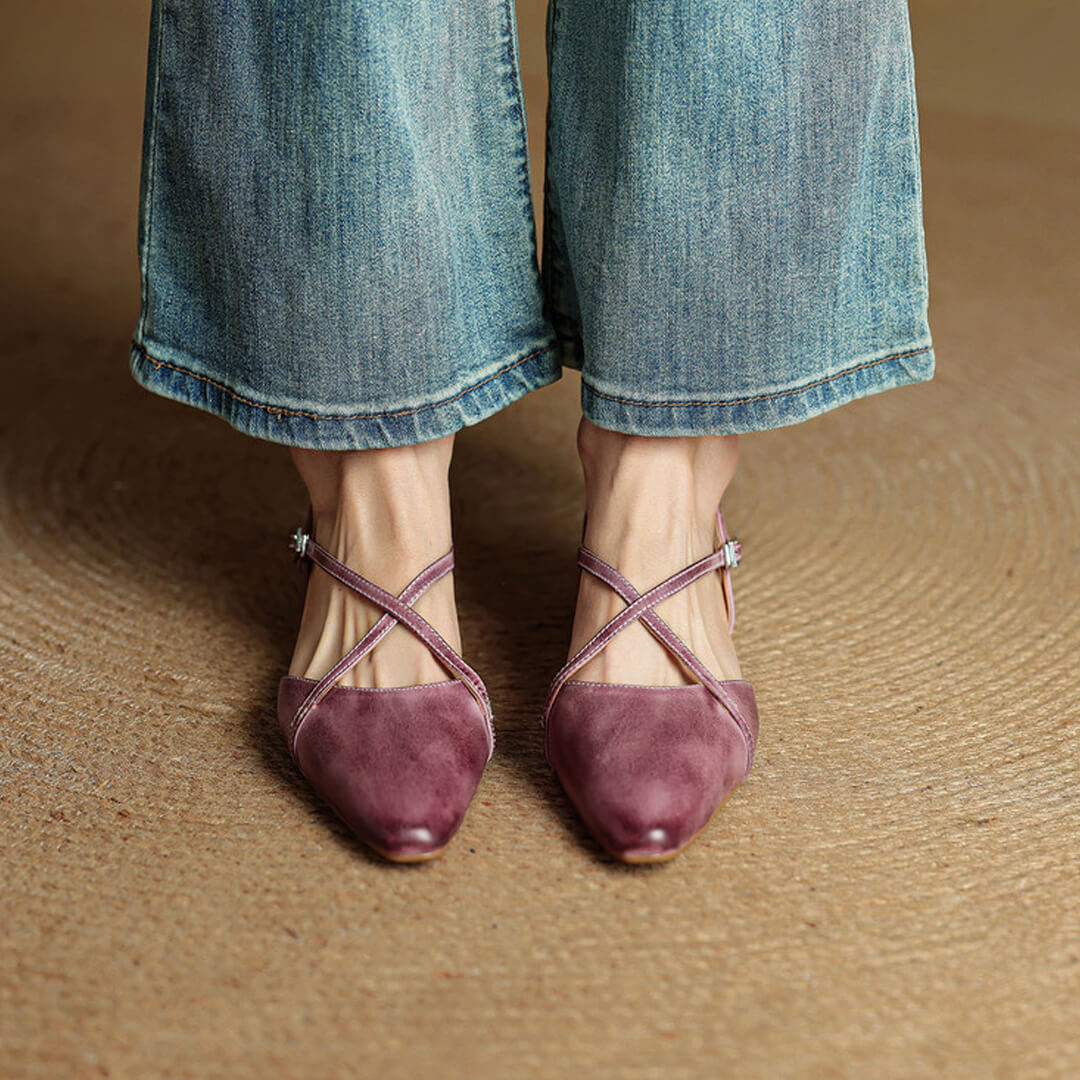 Fiora Genuine Leather Slingbacks