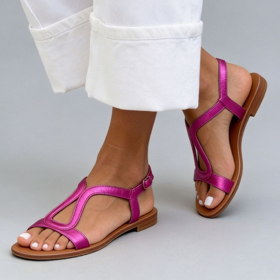 Menton T-Strap Metallic Women’s Sandals