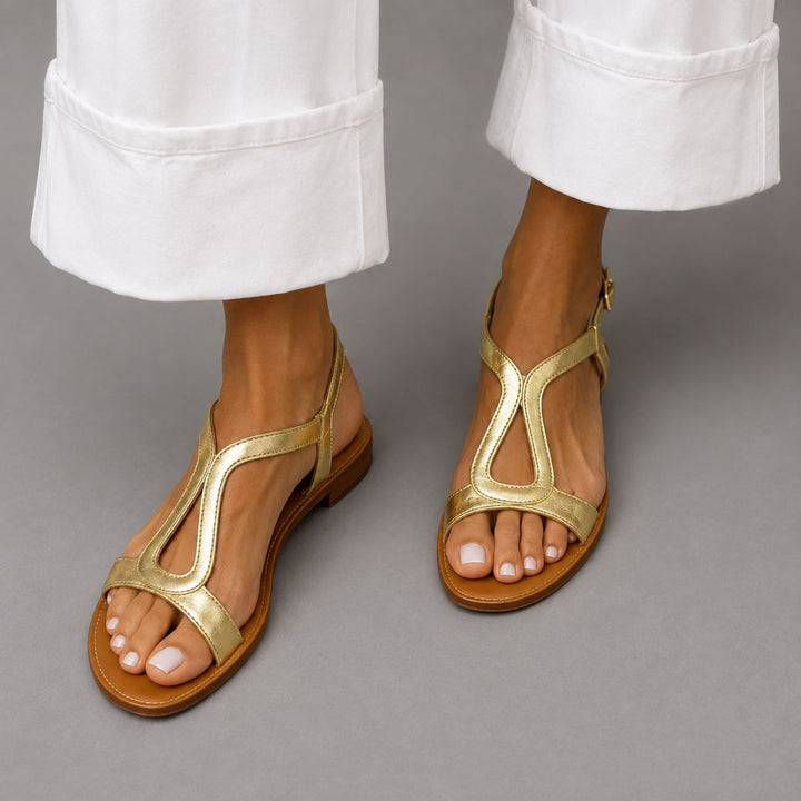 Menton T-Strap Metallic Women’s Sandals