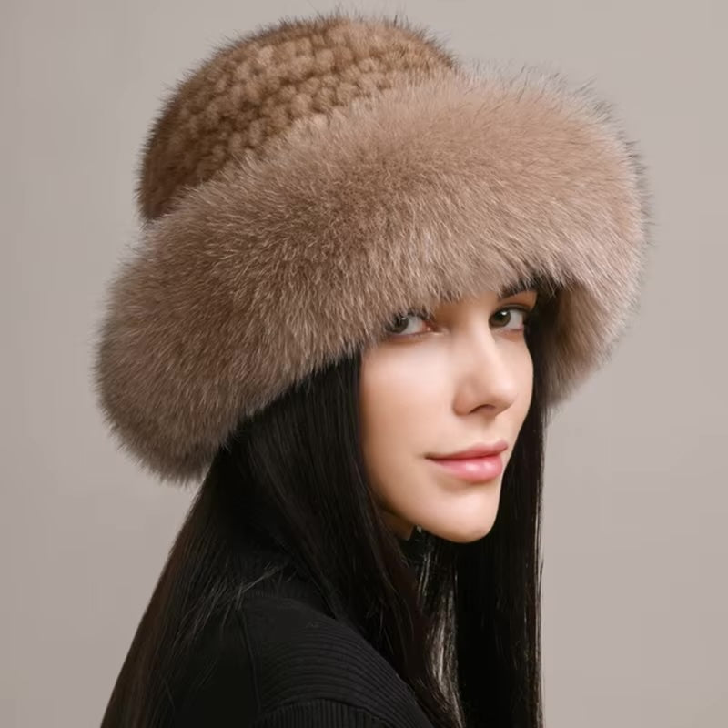 Siberian Aurora - Knitted Mink Fur Hat