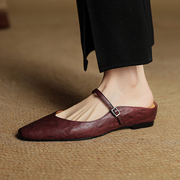 Ines Genuine Leather Mules