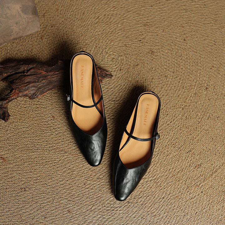 Ines Genuine Leather Mules