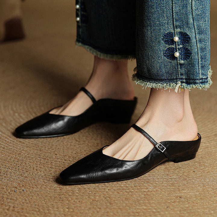 Ines Genuine Leather Mules