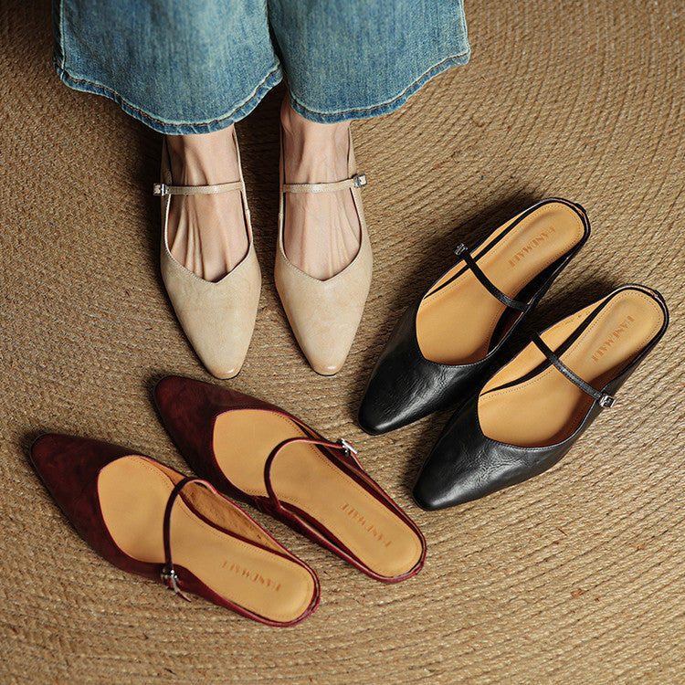 Ines Genuine Leather Mules