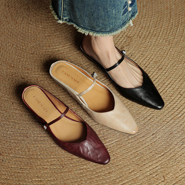 Ines Genuine Leather Mules