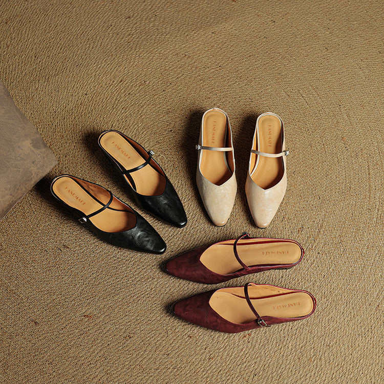 Ines Genuine Leather Mules