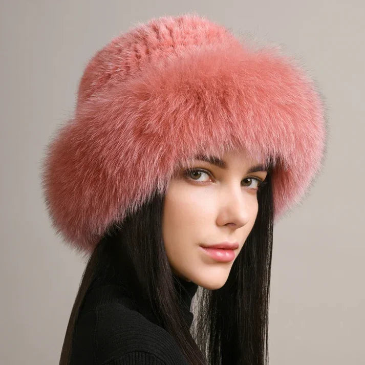 Siberian Aurora - Knitted Mink Fur Hat