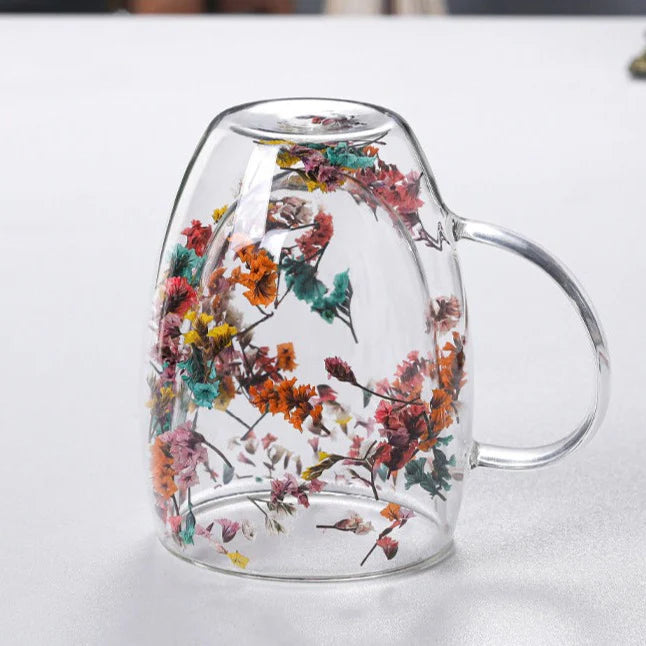 Elegant Blossom Glass Mugs