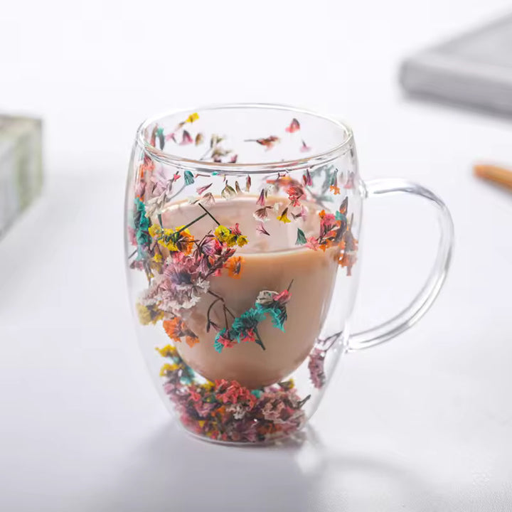Elegant Blossom Glass Mugs