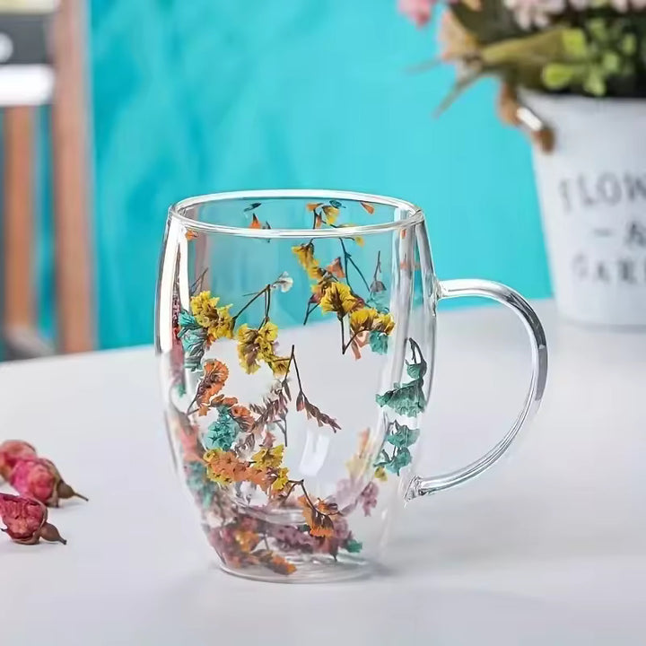 Elegant Blossom Glass Mugs