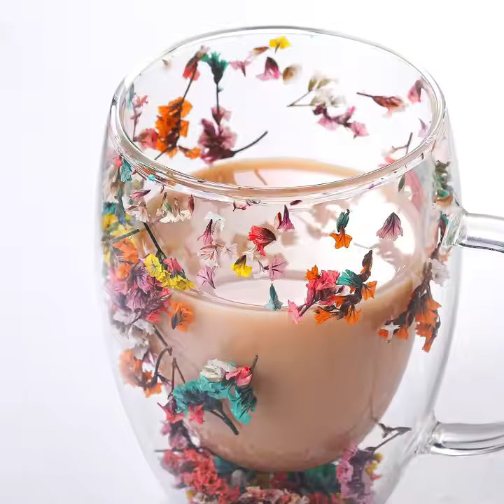 Elegant Blossom Glass Mugs