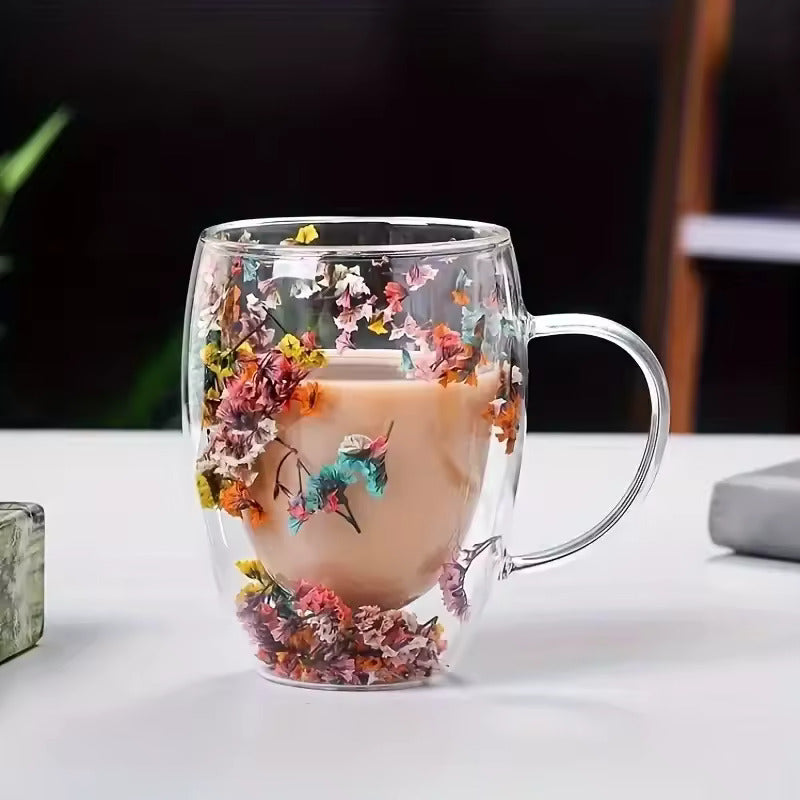 Elegant Blossom Glass Mugs