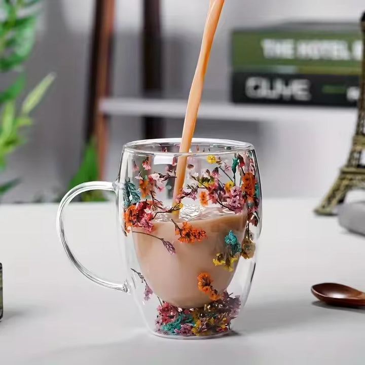 Elegant Blossom Glass Mugs