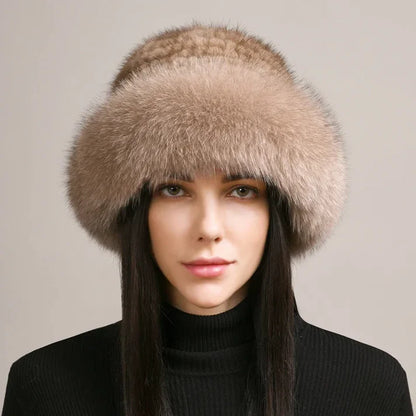 Siberian Aurora - Knitted Mink Fur Hat