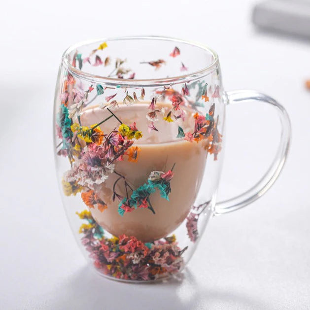 Elegant Blossom Glass Mugs